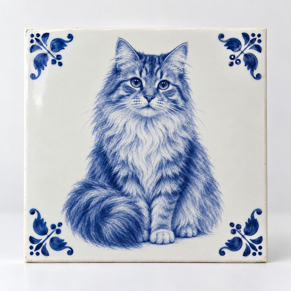 Kat in Delfts blauw