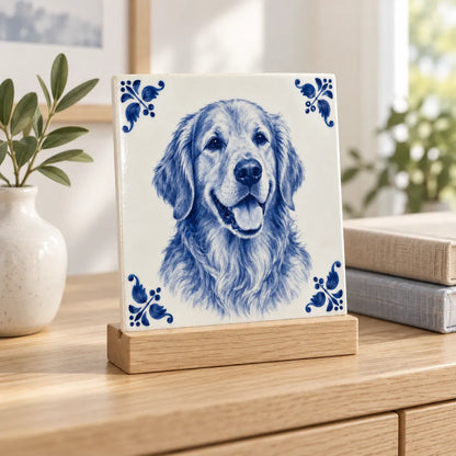 Fototegel op een houten standaard